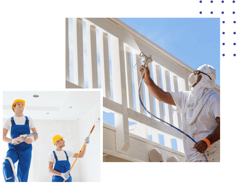 A group of people painting some white walls.